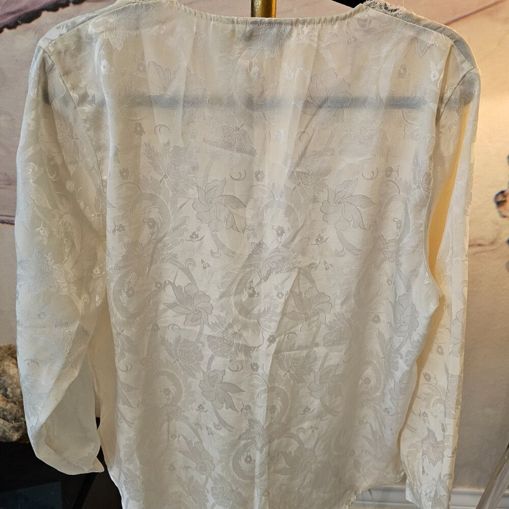 Vintage Victoria's Secret Ivory Pajama Top - Picture 5 of 6